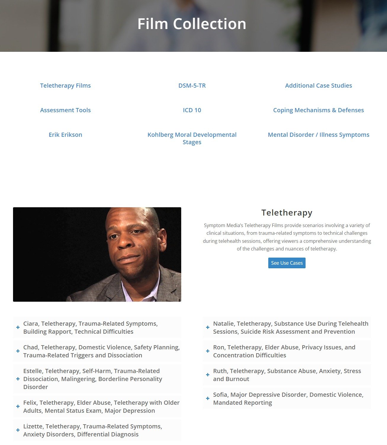 Symptom Media Film Library page